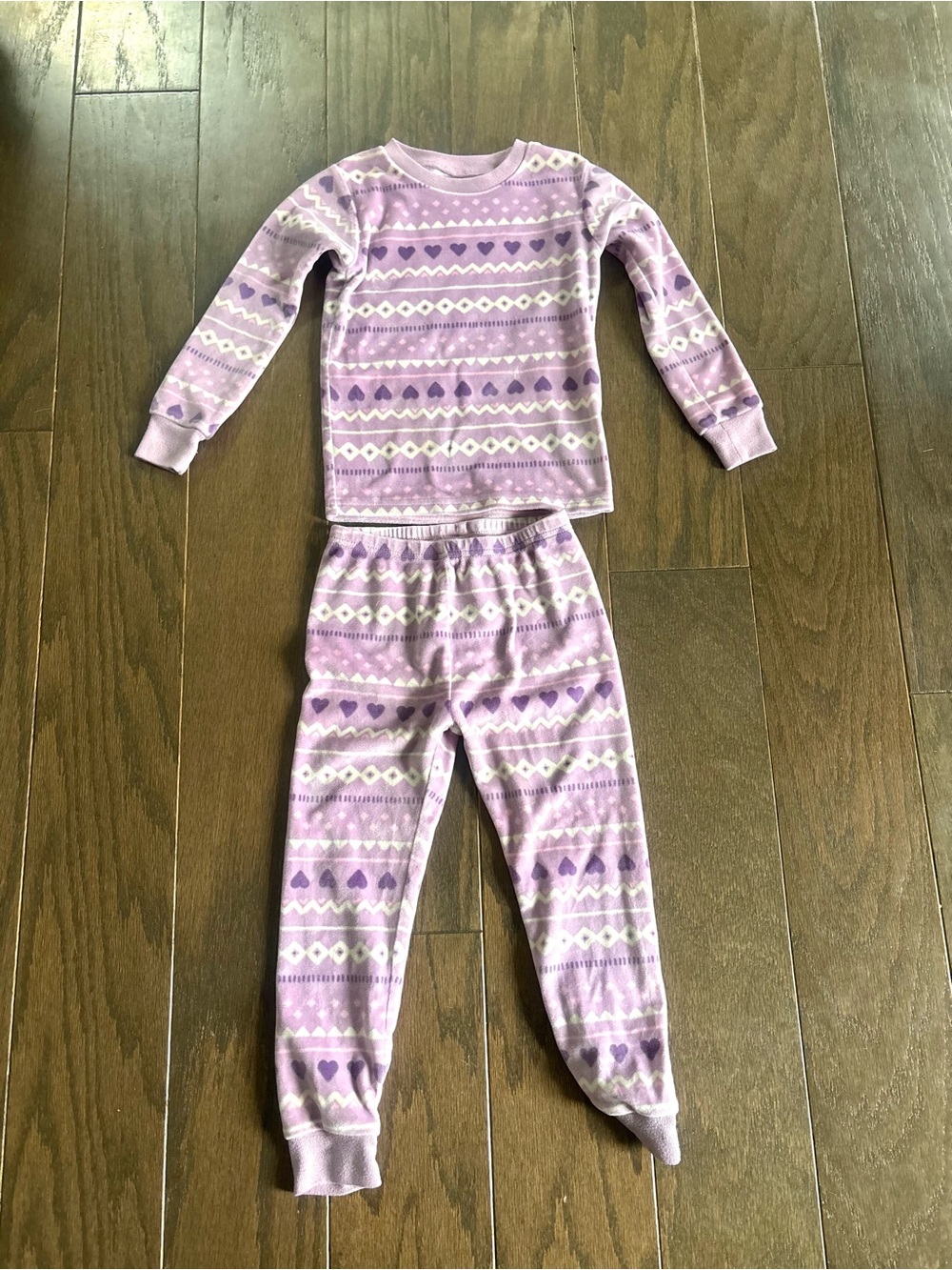 Carters Purple & White Fair Isle Heart 2 Pc Soft Long Sleeve/ Pants Pajamas- 4T.